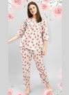 Off White Colour MESMORA MF Night Wear Cotton Top With Bottom Heavy Night Suit Collection 2540